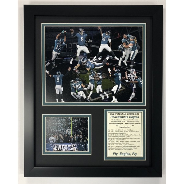 Legends Never Die Philadelphia Eagles Super Bowl 52 NFL Champions Collectible | Framed Photo Collage Wall Art Decor - 12"x15"