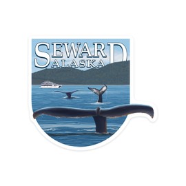 Die Cut Sticker Seward, Alaska, Humpback Whale Family, Contour Vinyl Sticker 1 to 3 inches (Waterproof Decal for Cars, Water Bottles, Laptops, Coolers), Small