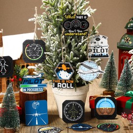 Vercraft 26 Pcs Wooden Pilot Gifts for Men Women Hanging Pilot Christmas Ornaments Pilot in Progress Vintage Christmas Ornaments Pilot Cutout with Rope for Xmas Party Pilot Lover