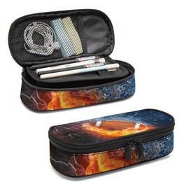 Scovotec Football Pencil Case, Large Capacity Pen Pencil Case for Boys Girls Teen, Kids 3 Compartments Multifunction Pencil Box with Zipper Organizer, Pencil Pouch for Back to School Students