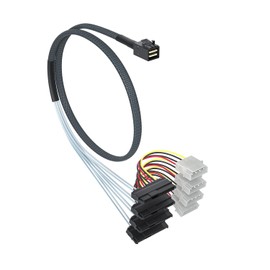 ipolex Mini SAS SFF-8643 to 4xSFF-8482 Connectors with SATA Power, 0.75 meter (2.5ft)