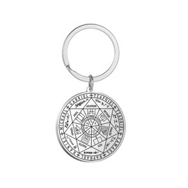 VASSAGO Keyring for Men Women Seal of the 7 Archangels Pendant Key Ring Saint Michael Key Ring Salomon Kabbalah Amulet Gift, S3