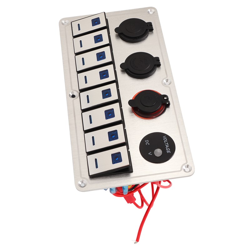 Rocker Switch Panel 8 Gang 12‑24V 5 Pin Blue Light