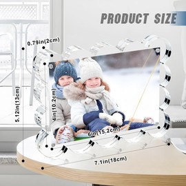 Ruiqilin 3 Pack 4x6 Inch Magnetic Acrylic Picture Frame,10+10mm Thick Block,Double Sided Clear scalloped frames for Desktop Display | Trendy Home Gift ((3 Pack), 4X6)