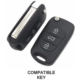 3 Buttons Remote Control Key Cover Car Key Cover Compatible With Hyundai I20 - I30 - IX20 - IX35 - Elantra (Black, COVER)