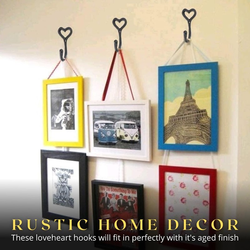 Homezone® 5Pc Love Heart Coat Hooks Wall Mounted Black Coat