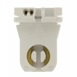 Leviton 660W Medium G13 Bi-Pin Low Profile Slide-On Turn-Type Shunted Standard Fluorescent Lampholder, 23351, White