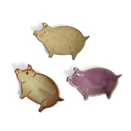 MudWorks Pottery Pig Tea Bag Holder Trinket Plates, Set of 3