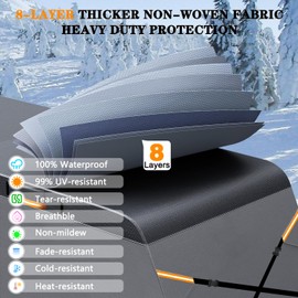 AIBILEY RV Cover 24-27FT Travel Trailer and Camper Covers,Heavy Duty 8-Layers Non-Woven Fabric Waterproof,All Weather,Cold and UV Resistant,Air Vent,Reflective Strip,Windproof Buckle Strap