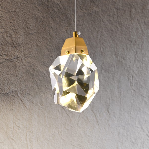 Lamparko Small Crystal Pendant Light, Modern Brass Dimmable Hanging Lamp,