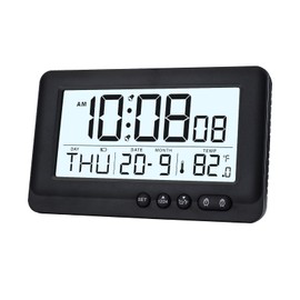 Battery Operated Digital Clock,Long Battery Life for 12 Months and More,Simple Alarm Clock for Bedrooms Shelf Desk Bedside ,Travel Alarm Clock with Dual Alarm,Backlight,Snooze, 12/24H, Temp,Calendar