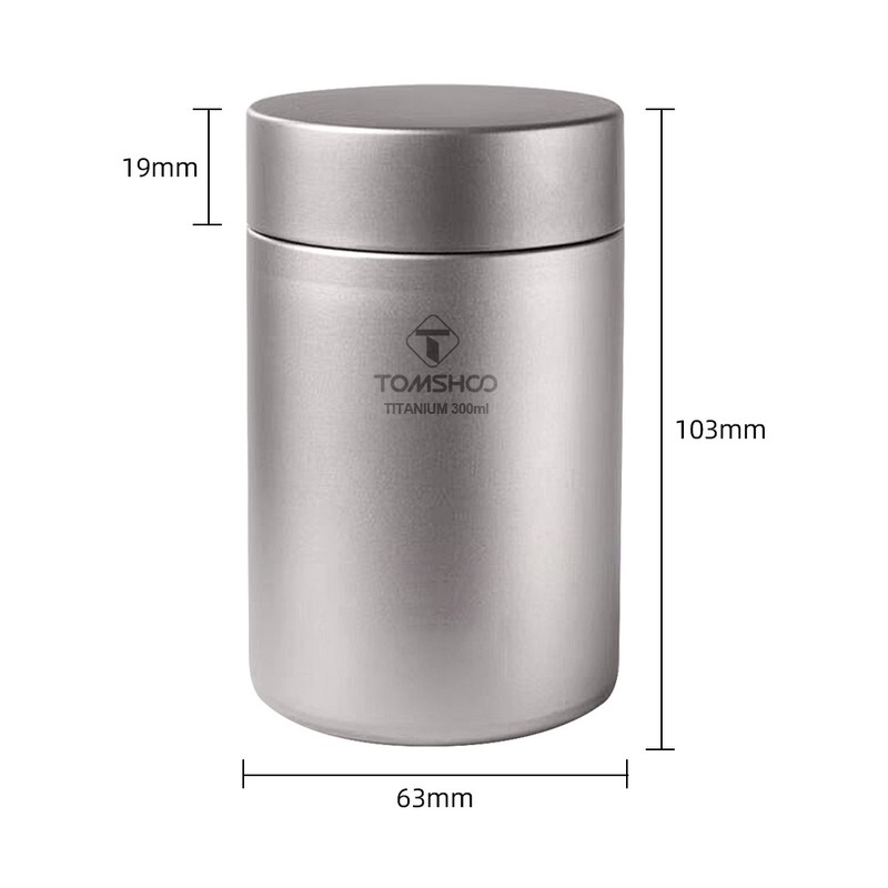 TOMSHOO Tea Tin Jar 300ml Lightweight Ti Tea Storage Canister