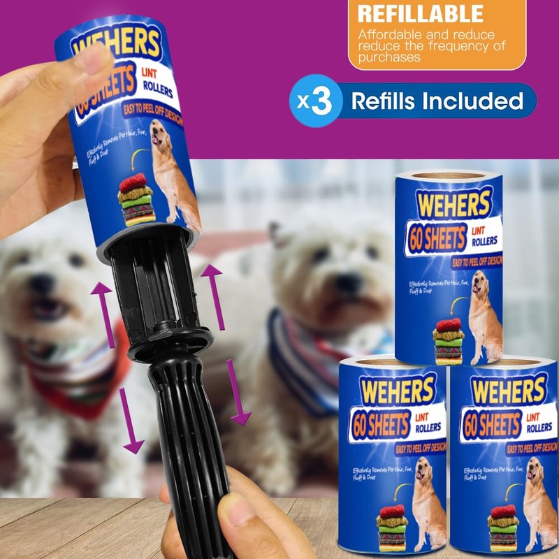 Lint Rollers, 360 Sheets Lint Rollers for Clothes with 6