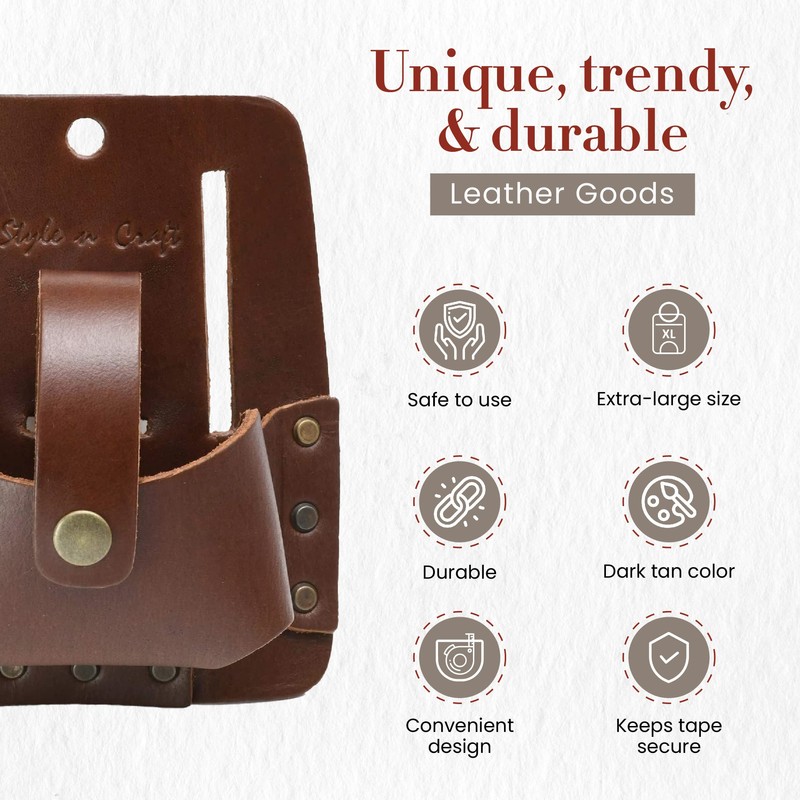 Style n Craft Extra Large Tape Holder, Full-Grain Leather Tool