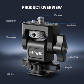 NEEWER Cold Shoe Camera Monitor Mount with Anti Twist 1/4" Screw Compatible with Atomos Ninja V, 5" & 7" Field Monitor, 360° Swivel 180° Tilt with Adjustable Damping, MA006