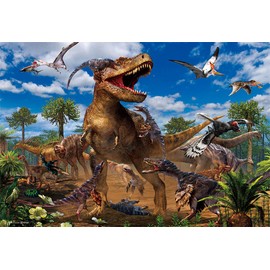 Beverly 80-002 Jigsaw Puzzle, Learning Jigsaw Puzzle, Tyrannosaurus VS Velociraptor, 10.2 x 15.0 inches (26 x 38 cm), Made in Japan
