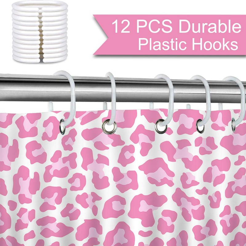 Mocsicka - Cortina de ducha con estampado de leopardo rosa,