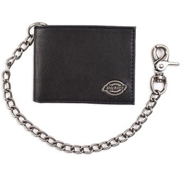 Dickies Men’s Bifold Genuine Leather Thin Card Wallet with ID Window and Keychain