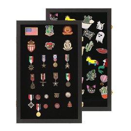 VERANI Pin Display Case 16x25 Pin Collection Display Box Military Medal Display Frame with 98% Uv Protection Acrylic Door for Beach Tags Jewelry Insignia Ribbons Patches Insignia Ribbons Sport Pins