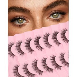 Natural Lashes Wispy Lashes Everyday Natural Look Flared Eyelashes False Eye Lashes Soft Fluffy Lashes False Eyelashes 7 Pairs D79