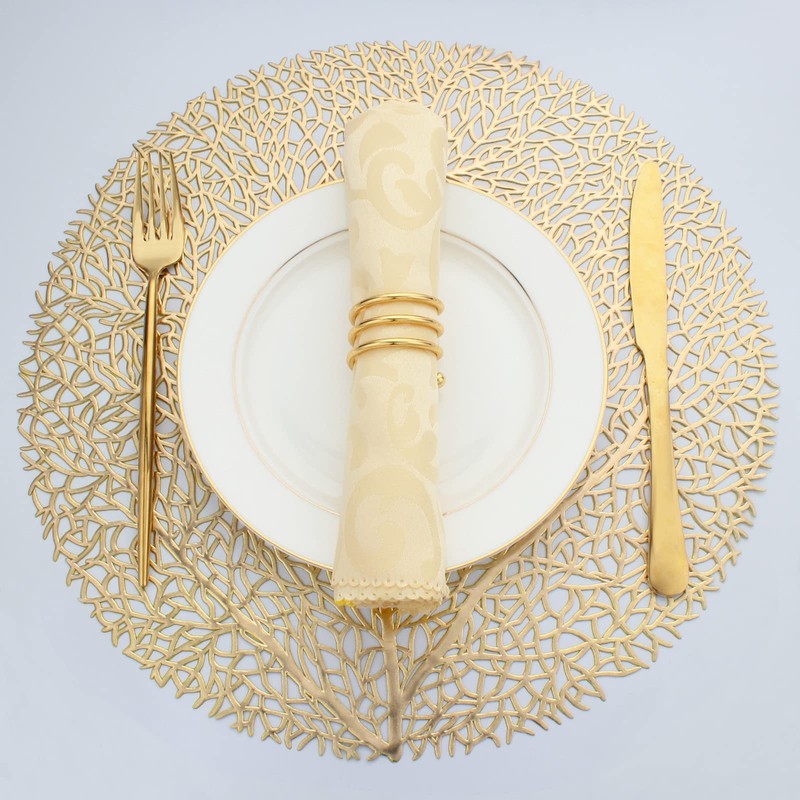 Evevda Gold Round Placemats for Dinner Table Set of 6