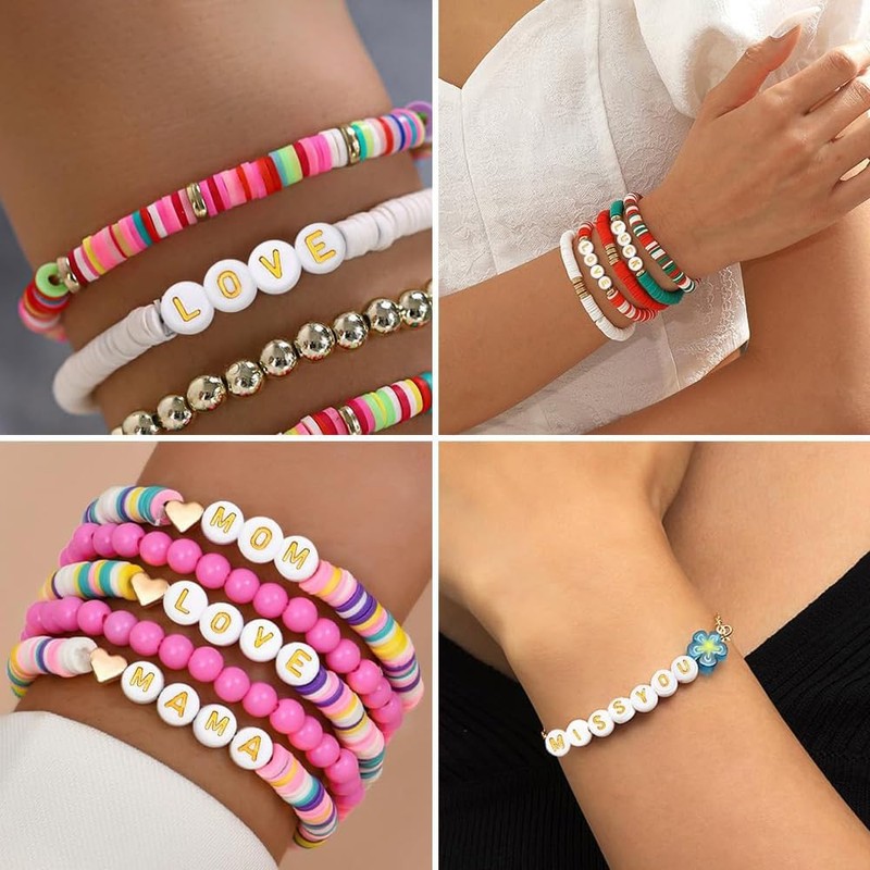 1000 pcs 7×4mm White Round Acrylic With Gold Alphabet Letter