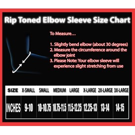 Elbow Sleeve (1) - By Rip Toned - Compression Support Brace for Weightlifting, Powerlifting, Xfit, Strength Training, Pain, Tendonitis, Arthritis. Men & Women (SEE SIZING GUIDE - XXXL)