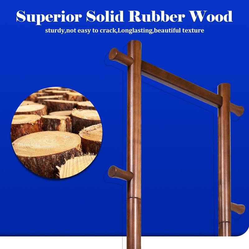 GZQXHOME Solid Wood Coat Rack Freestanding,Clothing Tree Racks with 2-layer