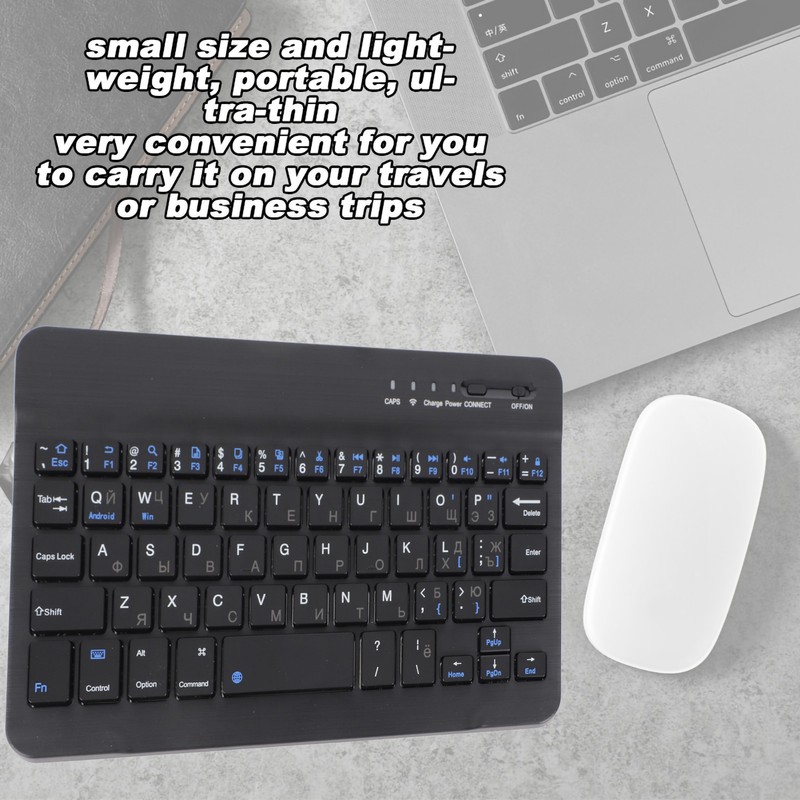 7 Inch Rechargeable Ultra Thin Russian Wireless Bluetooth Keyboard for