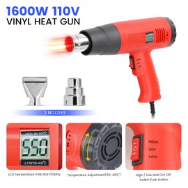 HUGEBO 52PCS Vinyl Wrap Tools Kit with LCD Heat Gun, Squeegee, Scraper, Magnets Holder, and Film Cutting Tools for Window Tint Installation