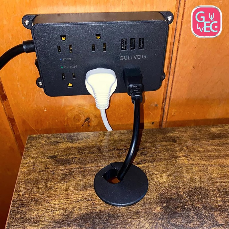 Gullveig 3 Pack Black Desk Grommet Wire Cord Cable Grommets