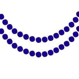 MECCANIXITY 2Pcs Felt Ball Garland Blue Pom Pom Garland Handing Balls 8.2 Feet Long 24 Balls Party Banner Decor for Christmas Birthday Party Decoration