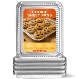 Stock Your Home Aluminum Pans Cookie Sheet Baking Pans (30 Pack) Disposable Foil Trays - Reusable and Durable Nonstick Baking Sheets – Cookie Sheet Pans