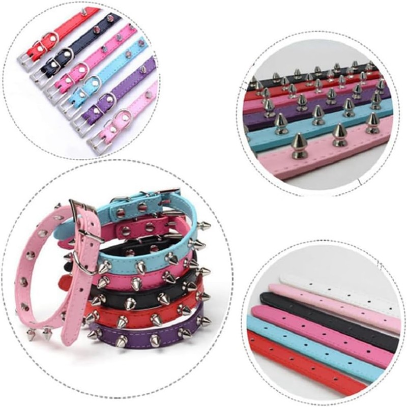 Small Spiked Dog Collar, Spiky Studded Stud Rivet Pu Leather