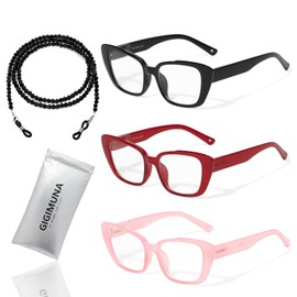 GiGimuna Blue Light Blocking Glasses for Woman Men,Bluelight Computer Phones Gaming TV fashion Glasses for Womens Mens Clear Lens,Blocks Blue Rays and UV Glare,Anti Eye Strain and Insomnia 3pcs BL61