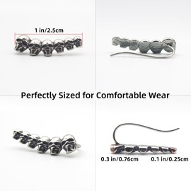 Skull Earring for Women 6 Skulls Ear Climbers Crawler Earring 316 Stainless Steel Hypoallergenic Gothic Punk Climber Earrings Jewelry Gifts, Original Steel Color