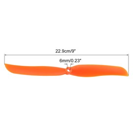 sourcing map 9050 Propellers 9x5 Prop 2-Vane Fixed-Wing Orange Replacement Props with Adapter Rings for Airplane RC Plane, Pack of 6