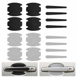 16 Pcs Car Door Handle Scratch Protectors,Car Door Handle Protector Sticker，Carbon Fiber Like Auto Door Cup Bowl Cover Anti-Scratch Protective Film for SUV Truck Van