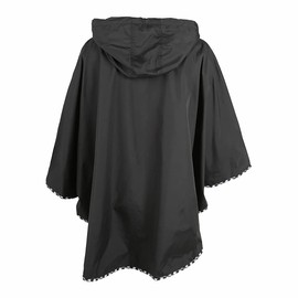 Capelli New York Ladies Houndstooth Printed Water Resistant Rain Poncho with Attached Zipper Pouch Black Combo