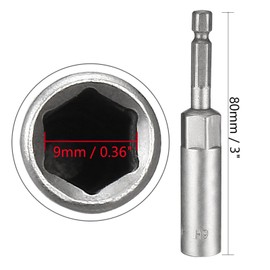 TOP-VIGOR 80mm Nut Setter Driver Drill Bit Set, 1/4 inch Hex Shank Quick Change, 9mm Length Metric Nut Driver Set for Woodworking, Auto Repairing, Machine Maintenance, Furnitures