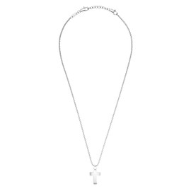 s.Oliver 2033914 Men's Necklace with Pendant Stainless Steel 55 + 5 cm Silver Cross Comes in Jewellery Gift Box, Stainless Steel, None