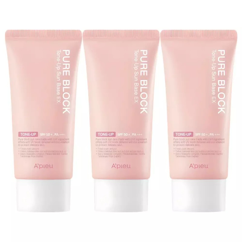 APieu 어퓨 퓨어 블록 톤업 선베이스 이엑스 SPF50+ PA+++, 50ml,