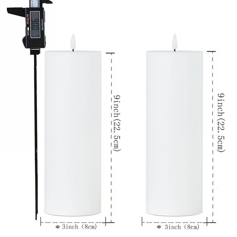 volnyus White Flameless Candles Set of 2 (3x9 inch) Flickering