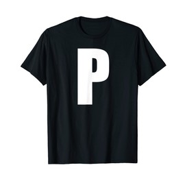 Letter "P" Bold White Capital "P" for Team Names or Words T-Shirt