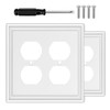 White Decorative Double Outlet Covers Wall Plate, Natural Material Light