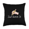 Just Sketch It Pencil Drawing Artist Sketching Sketcher Throw Pillow