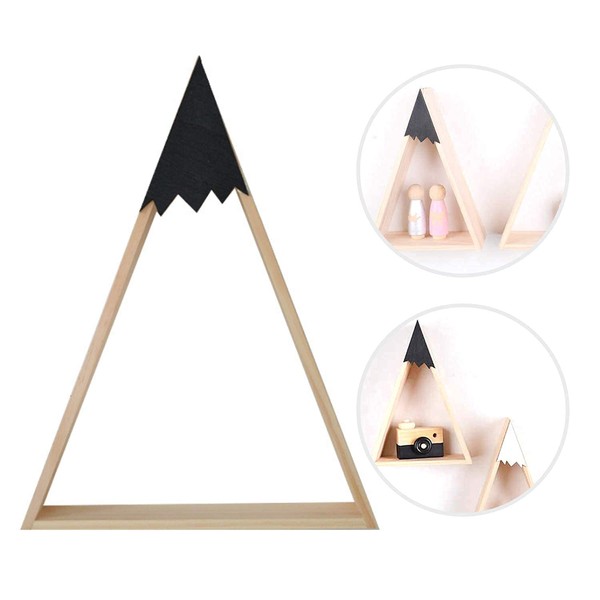 Nacnic Set of two Nordic style wall shelves, black and white, triangular shelves made of MDF wood, children's room, living room and baby shelves, medium and large sizes.