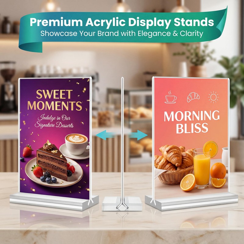 ZORUMOI Acrylic Sign Holder 4x6, 15 Pack Clear Double-Sided Vertical