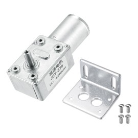 MECCANIXITY DC 6V 90 RPM Reversible Worm Geared Motor Reducer Motor 6mm D Shape Shaft High Torque Gear Box with Fixing Bracket Reduction Electric Motor for Sweepers, Printers, Ovens