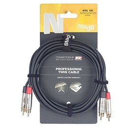 Stagg 19325 1 m 2x RCA Male to RCA Male Twin Deluxe Audio Cable - Black